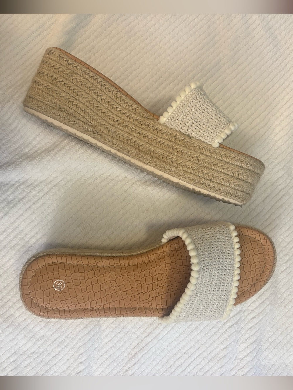 White Crochet Platform Sandals